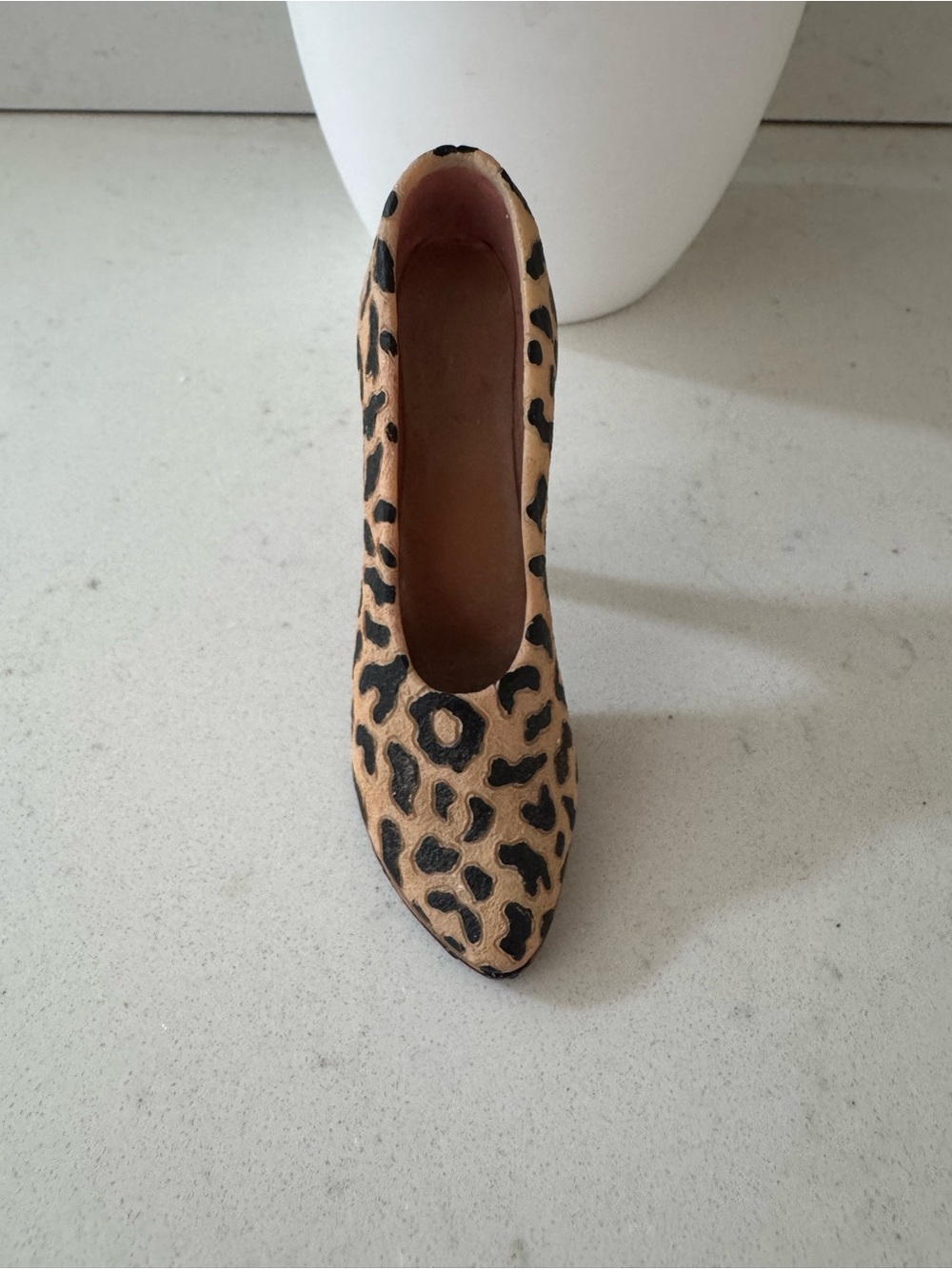 Vintage Leopard Print High Heel Shoe Figurine Collectible Decor